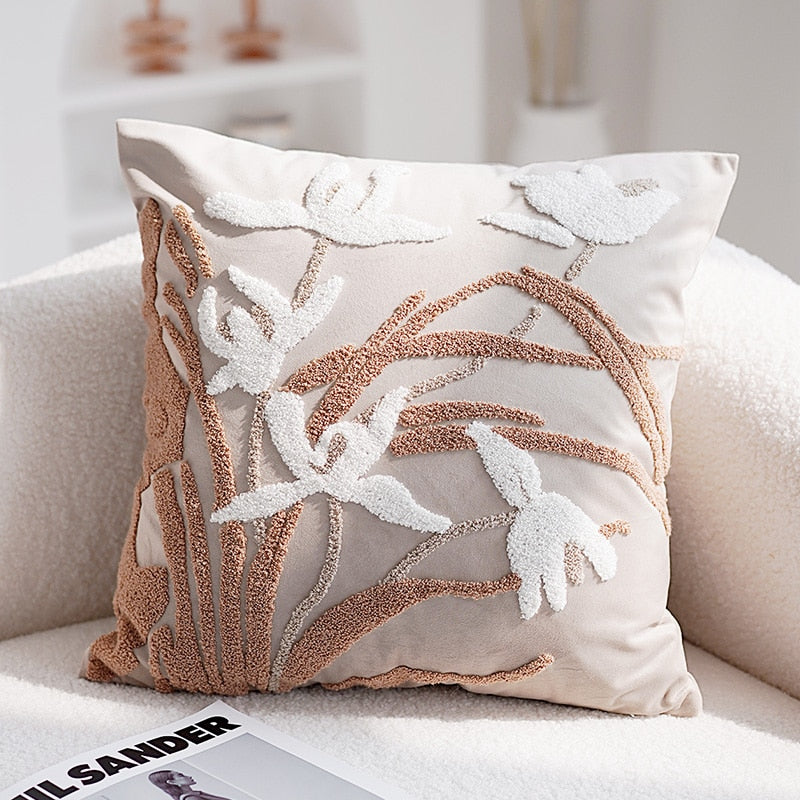 Embroidered Orchid Pillowcase