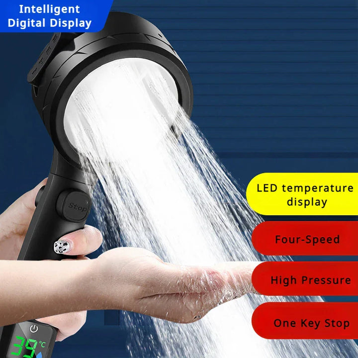 LED Showerhead with Digital Temperature Display | High Pressure & Water Saving Bowlift