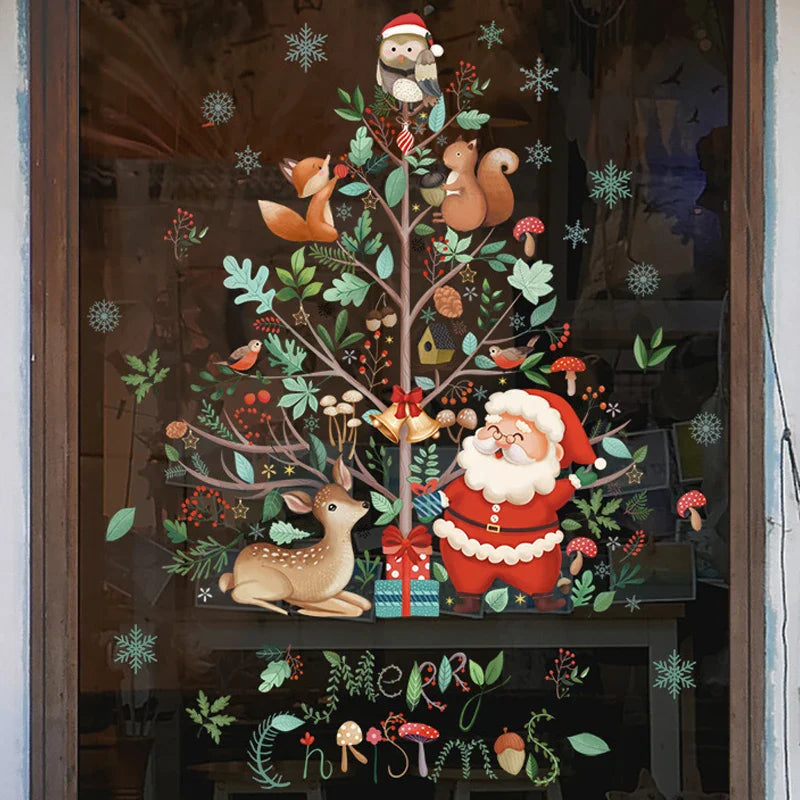 BowLift | LumiFrost | Christmas Window Stickers 2025 | Santa Claus & Christmas Tree | Removable Window Stickers for Glass & Walls | Festive Decor for Christmas & New Year