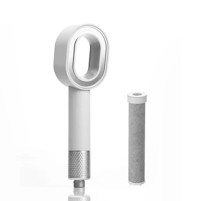 AquaGlow Beauty Filter Showerhead – High pressure, water-saving and purified showering – round handheld model Bowlift
