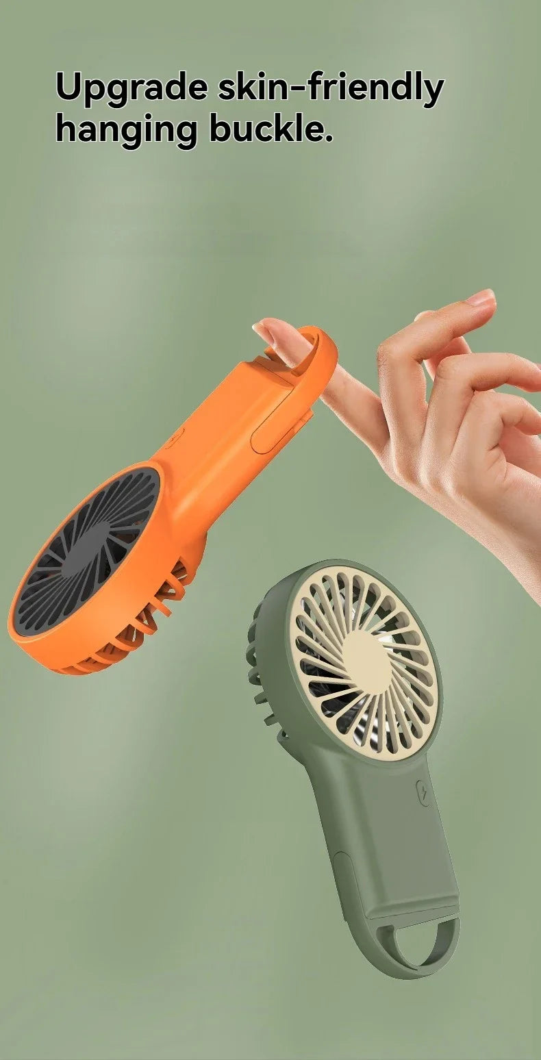 New Foldable USB Rechargeable Mini Fan | Handheld Desktop Fan with Cartoon Design & Hook for Outdoor, Home & Office Use | Bowlift