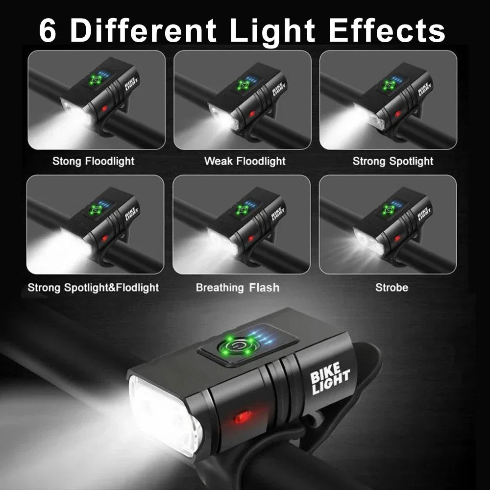 BowLift | USB Rechargeable Bike Light Set - 1500 Lumen LED Headlight and Taillight with 6 Modes for Safe Night Cycling