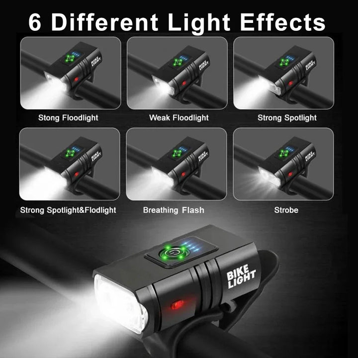 BowLift | USB Rechargeable Bike Light Set - 1500 Lumen LED Headlight and Taillight with 6 Modes for Safe Night Cycling