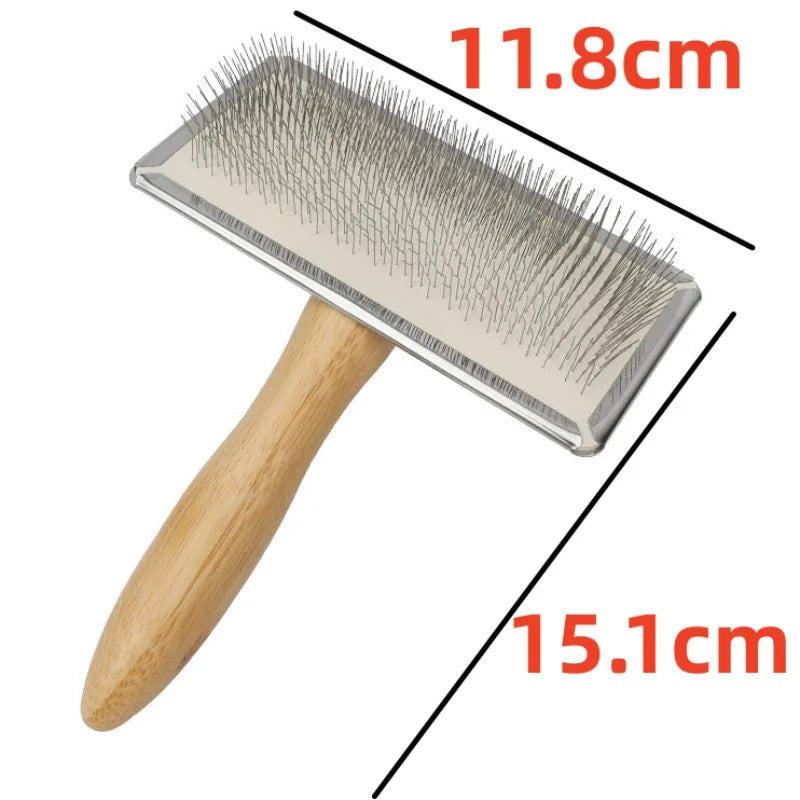 BowLift | PuroPetz Dog & Cat Brush Made of Solid Wood | Stainless Steel Comb | Removes Undercoat & Tangles | Soft Coat Care & Massage