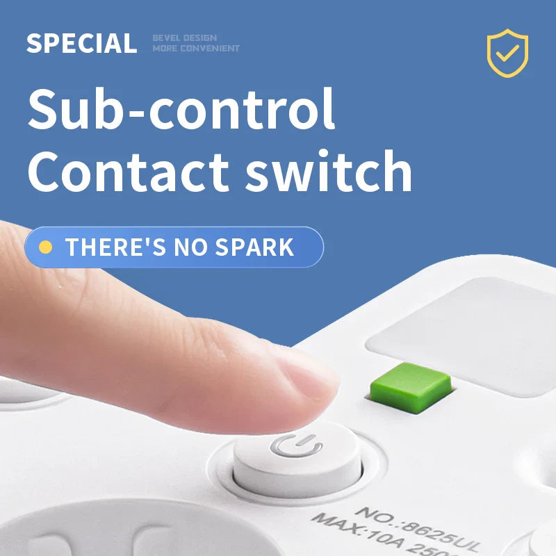 BowLift | Multi-socket VOLTRIQ ProLine | 3–4 sockets + 2× USB & 1× Type-C | 2500 W | Surge protection & control switch