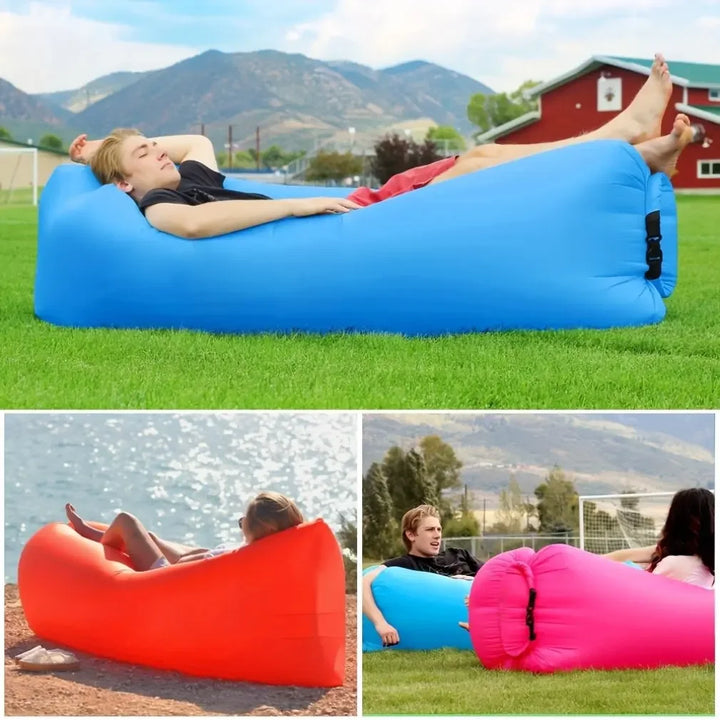 BowLift | Airvana Inflatable Sofa Outdoor | Portable Air Couch for Camping & Beach | With Headrest & 30h Durability