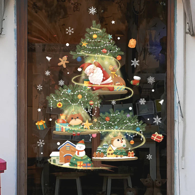 BowLift | LumiFrost | Christmas Window Stickers 2025 | Santa Claus & Christmas Tree | Removable Window Stickers for Glass & Walls | Festive Decor for Christmas & New Year