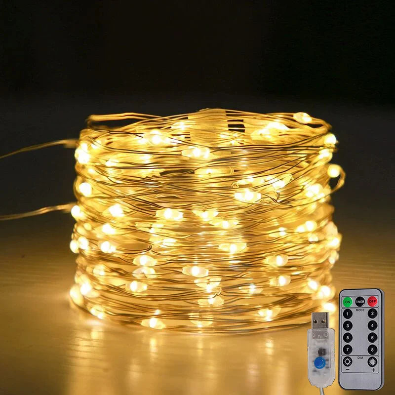 BowLift | LED Fairy Lights LumiCord | USB & Remote Control | 8 Modes | Warm White | IP65 Waterproof | Copper Wire | 5–30 m