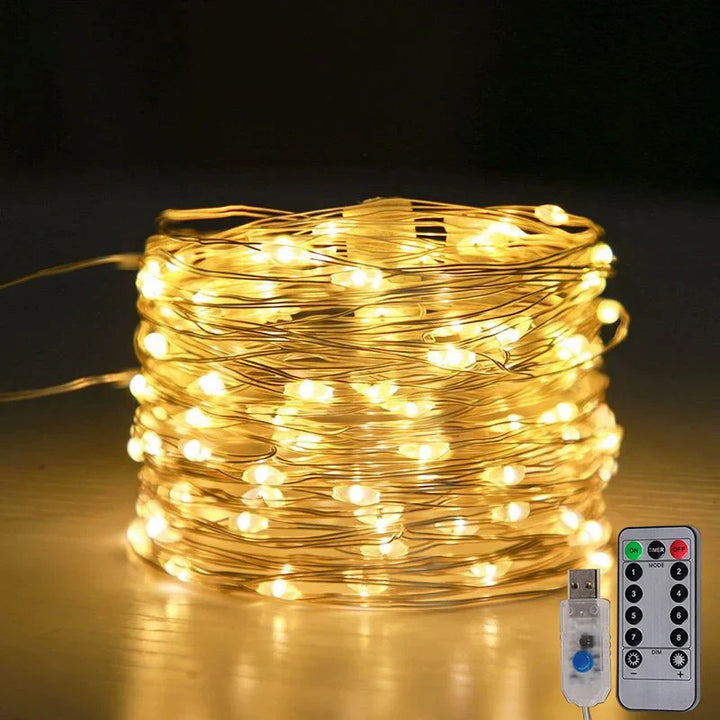 BowLift | LED Fairy Lights LumiCord | USB & Remote Control | 8 Modes | Warm White | IP65 Waterproof | Copper Wire | 5–30 m