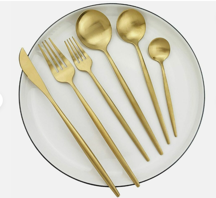 BowLift | Minimalist Flatware Set – 20-Piece Titanium-Coated Stainless Steel Cutlery | Modern Matte Finish for Elegant Dining