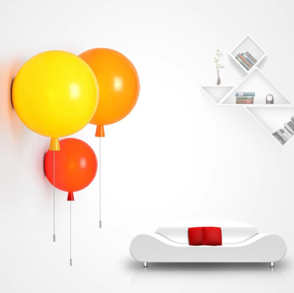 BowLift | Modern colorful balloon wall lamp – Creative LED wall lamp with pull switch for bedroom
