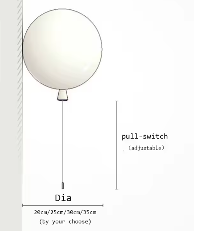BowLift | Modern colorful balloon wall lamp – Creative LED wall lamp with pull switch for bedroom