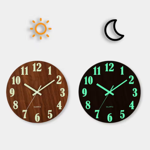 BowLift | GlowTime | Light-storing quartz wall clock