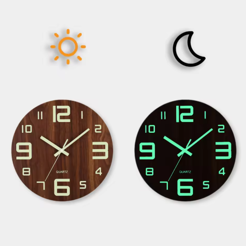 BowLift | GlowTime | Light-storing quartz wall clock