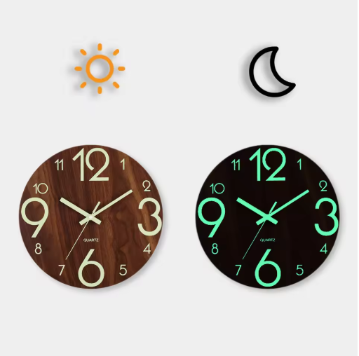 BowLift | GlowTime | Light-storing quartz wall clock
