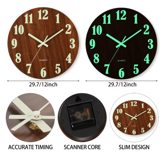 BowLift | GlowTime | Light-storing quartz wall clock