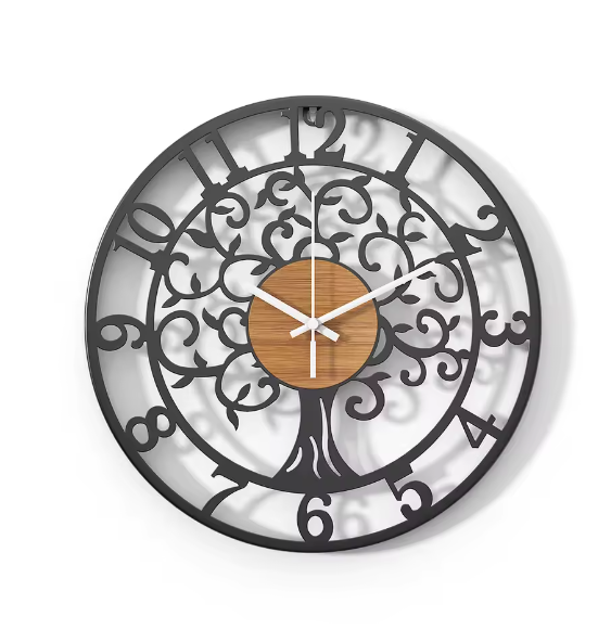 BowLift | EternaLine | Silent Wall Clock with Geometric Pattern