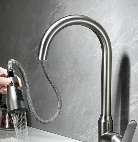 BowLift | Velvra Matte Black Pull-Out Kitchen Tap with Dual Spray & Single Lever Control