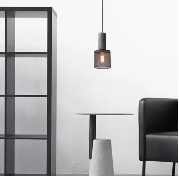 BowLift | Betono_B | Industrial LED pendant light – Concrete & Iron
