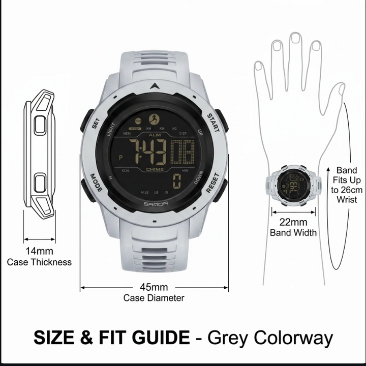 BowLift | Waterproof Military Pedometer Digital Watch