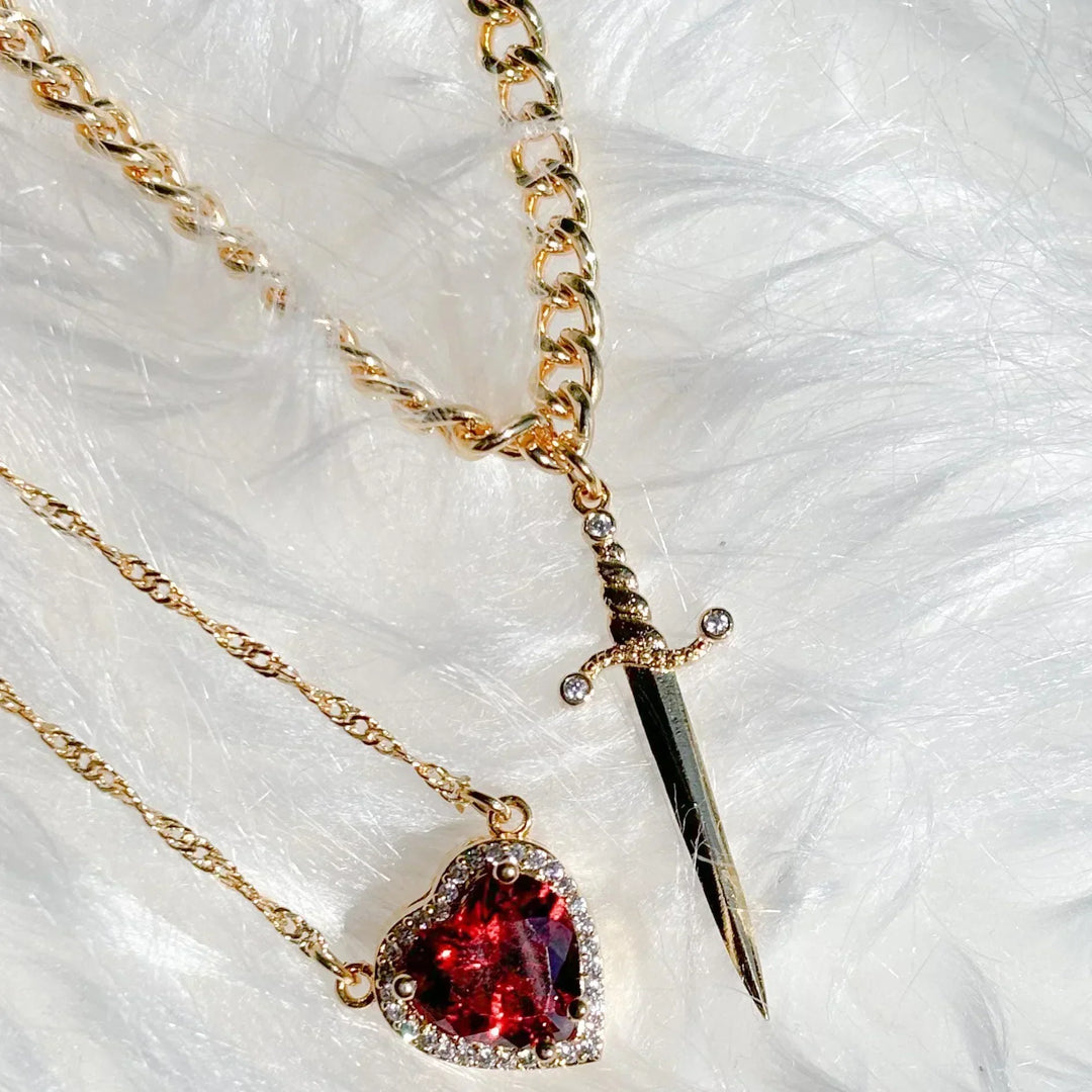 BowLift | Heart and Sword Couple Necklaces