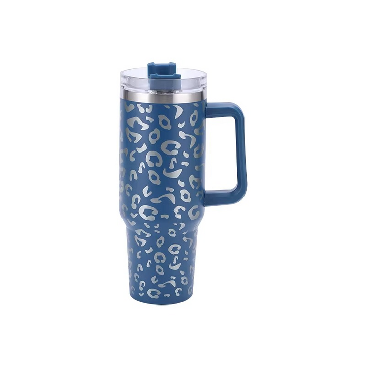 BowLift | Leopard Print Insulated Tumbler with Handle and Straw 40oz Stainless Steel