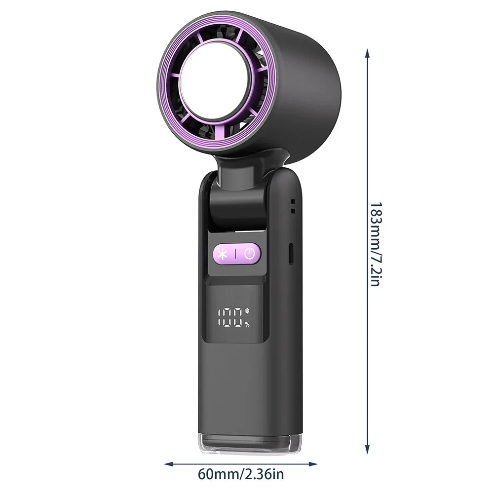 BowLift | CoolioX Mini Hand Fan | 100 Wind Levels & Digital Display | Foldable & USB Rechargeable | 4000 mAh Battery