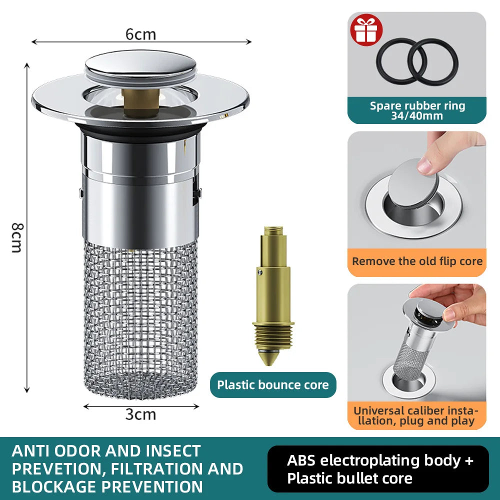 BowLift | Pop-up Anti Clogging Drain Sink Strainer Filter