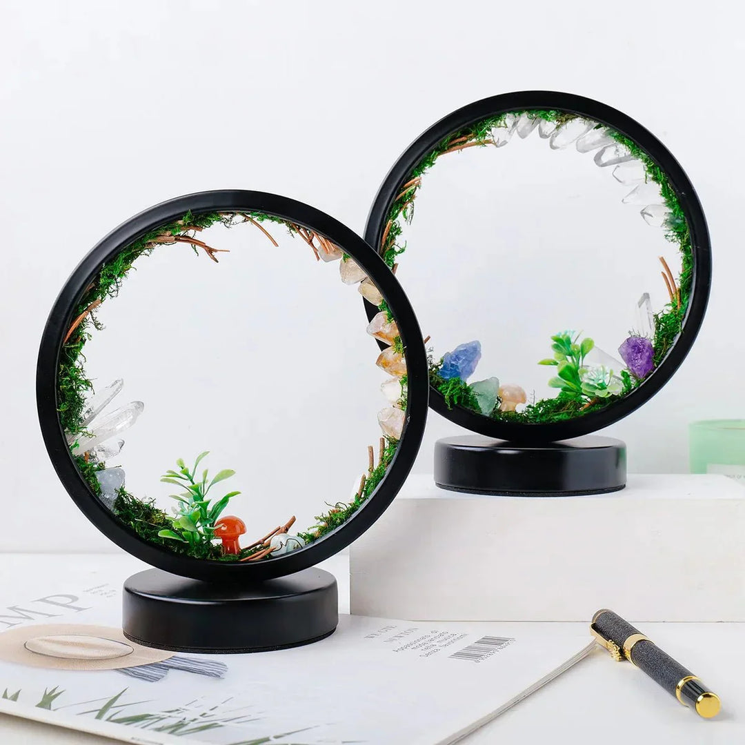 BowLift | Elegant night light - Round frame - Green crystals - Chic decoration