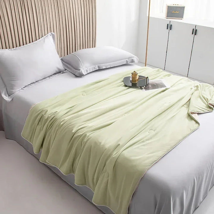 Air Condition Summer Comforter — Pure Color Ice Silk Cooling Blanket, Lightweight & Smooth Twin/King Size Quilt | Bowlift