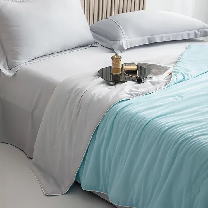 Air Condition Summer Comforter — Pure Color Ice Silk Cooling Blanket, Lightweight & Smooth Twin/King Size Quilt | Bowlift