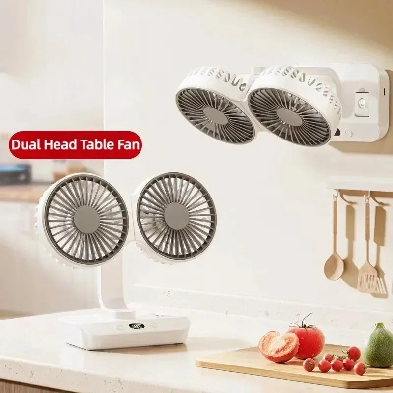 BowLift | Adjustable Double-Head Portable Table Fan Night Lamp