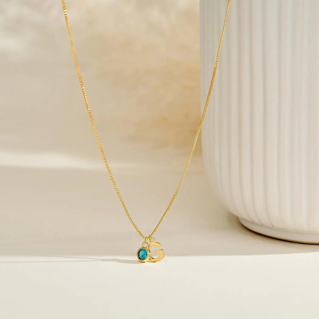 BowLift | Dainty Initial & Birthstone Necklace
