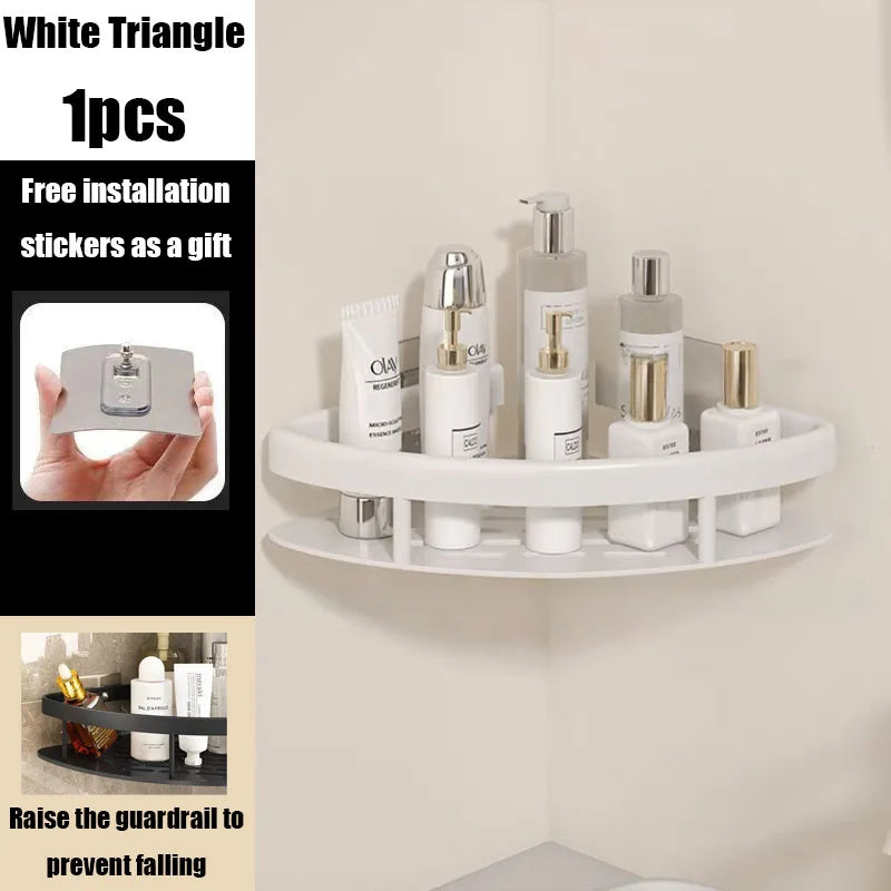 BowLift | AquaSpace Pro | Corner Shower Shelf Without Drilling | Aluminum | Rust-Free & Load-Bearing | Bathroom Shelf in Black, White, Silver or Black-Gold