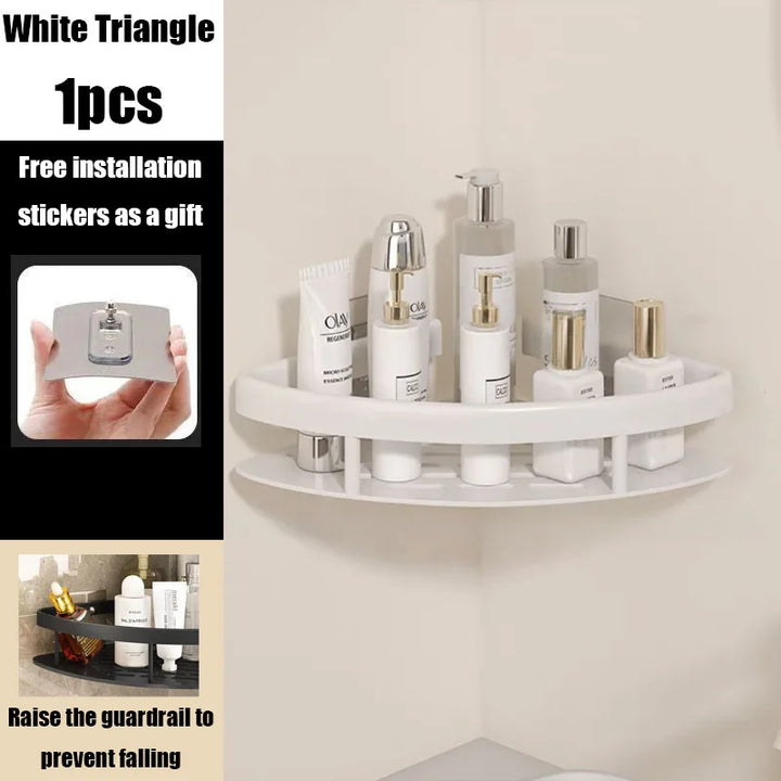 BowLift | AquaSpace Pro | Corner Shower Shelf Without Drilling | Aluminum | Rust-Free & Load-Bearing | Bathroom Shelf in Black, White, Silver or Black-Gold
