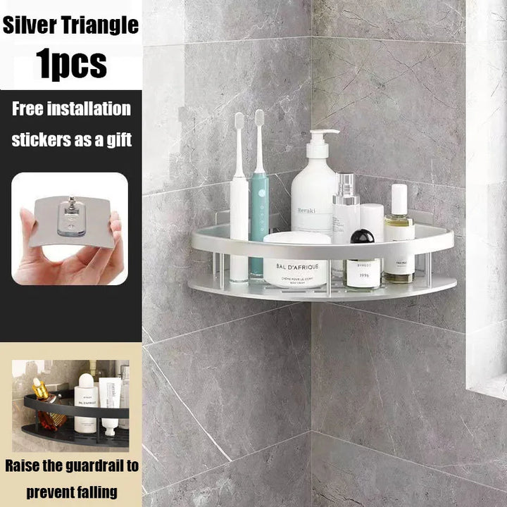 BowLift | AquaSpace Pro | Corner Shower Shelf Without Drilling | Aluminum | Rust-Free & Load-Bearing | Bathroom Shelf in Black, White, Silver or Black-Gold