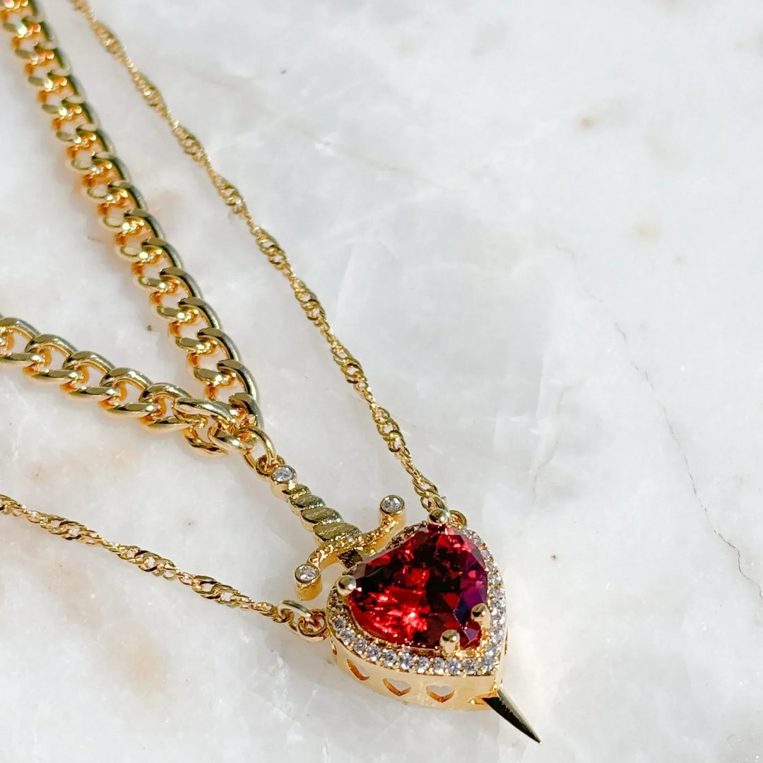 BowLift | Heart and Sword Couple Necklaces