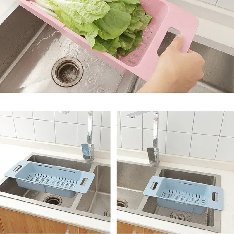 FlexDrain Draining Basket Kitchen – Adjustable Sink Organizer | Auto Drain & Fruit Vegetable Dryer | Space-saving Kitchen Accessory | Bowlift