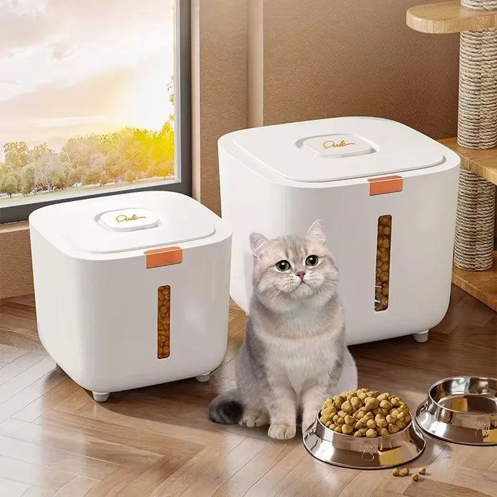 Air-tight pet food container for dry food Bowlift
