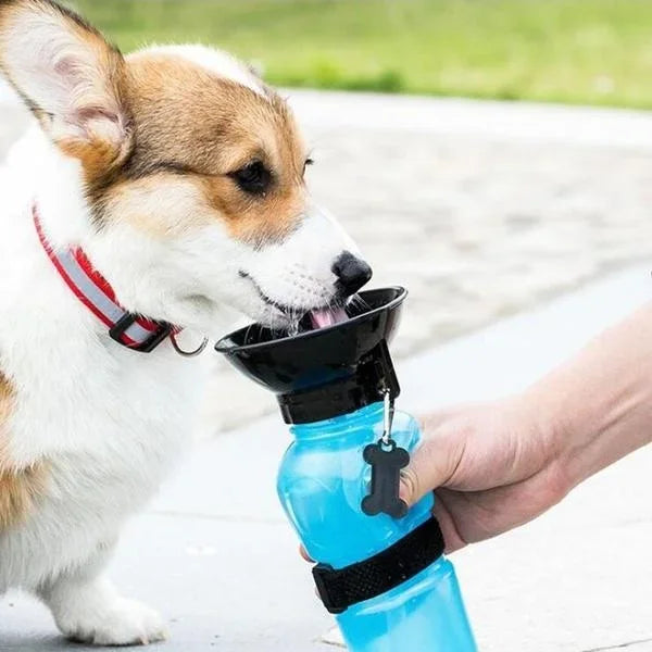 BowLift | Dog Water Bottle HydroPaws | 2-in-1 with Bowl | Leak-proof & Portable | 500ml | Blue, Pink, Grey