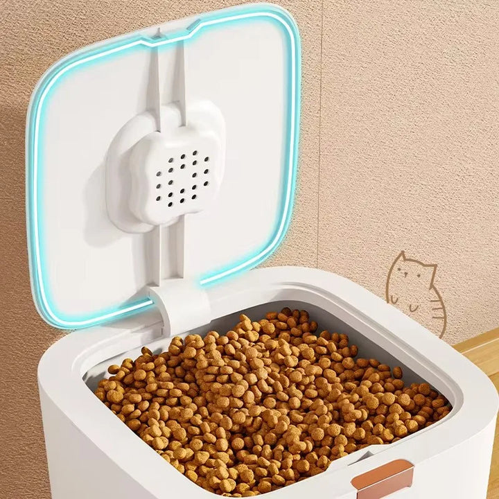 Air-tight pet food container for dry food Bowlift