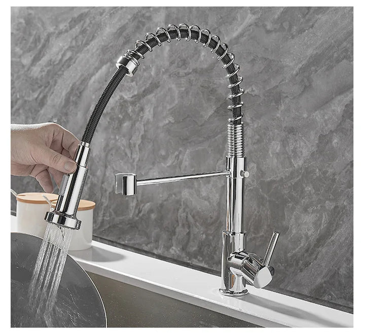 BowLift | DualFlow Kitchen Faucet - Luxurious Double Bronze Kitchen Faucet