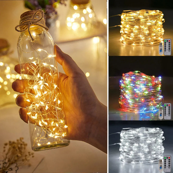BowLift | LED Fairy Lights LumiCord | USB & Remote Control | 8 Modes | Warm White | IP65 Waterproof | Copper Wire | 5–30 m