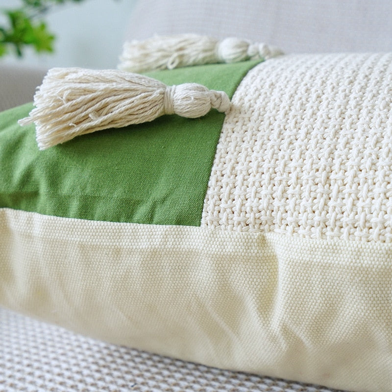 Embroidered tulip cushion cover