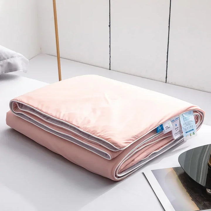 Air Condition Summer Comforter — Pure Color Ice Silk Cooling Blanket, Lightweight & Smooth Twin/King Size Quilt | Bowlift