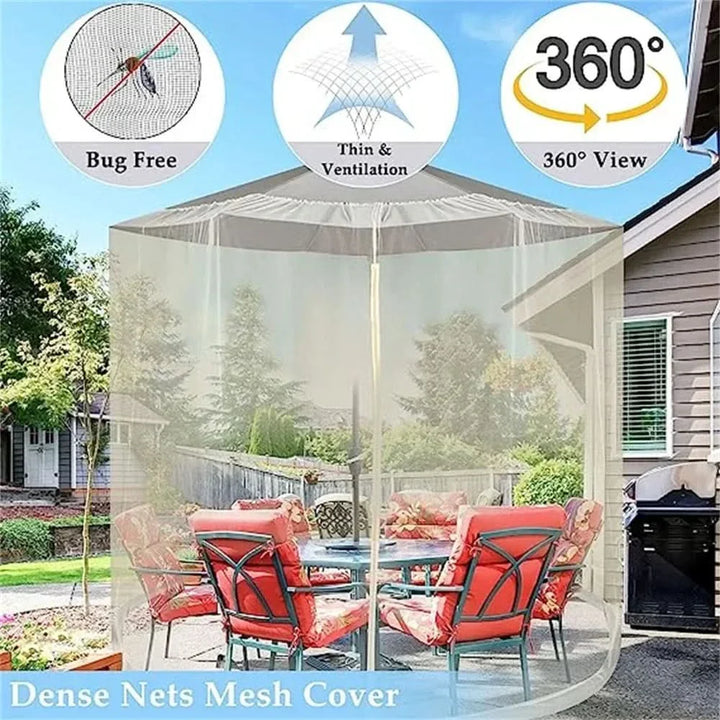 BowLift | Mosquito net for sun umbrellas up to 4 m – Adjustable & with zipper