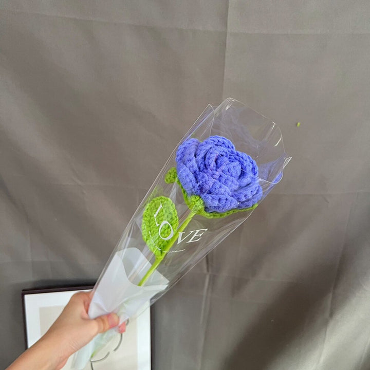Hand-knitted rose bouquet