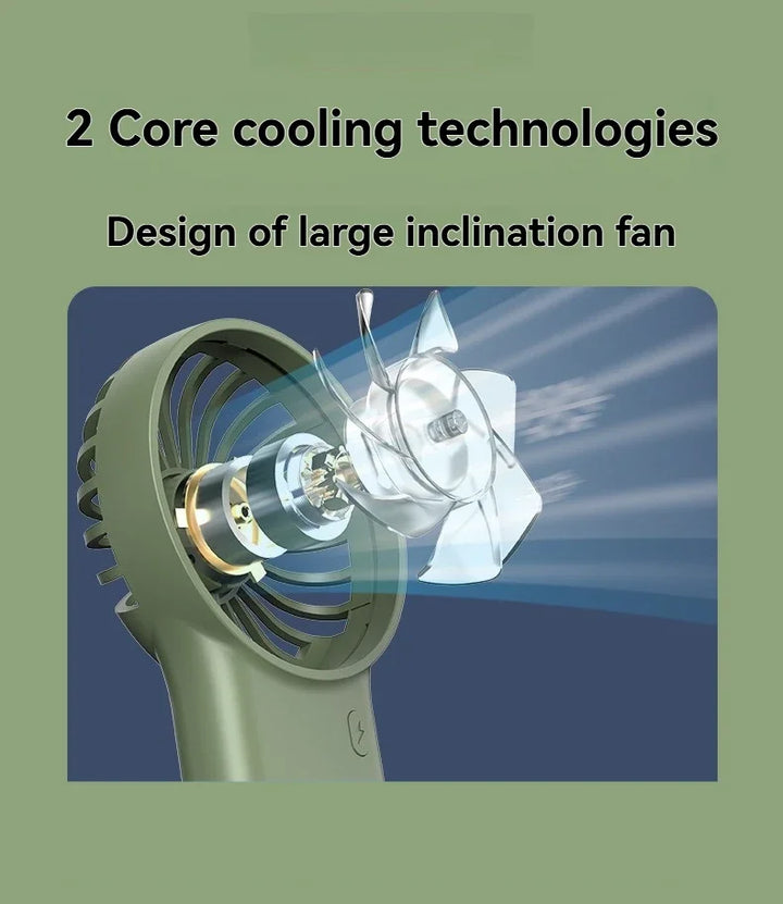 New Foldable USB Rechargeable Mini Fan | Handheld Desktop Fan with Cartoon Design & Hook for Outdoor, Home & Office Use | Bowlift
