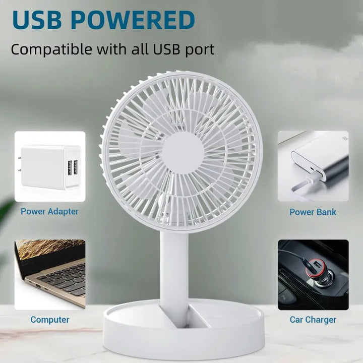 BowLift | Folding Fan AeroFold | 4-Stage USB Fan with Timer | Compact & Quiet | For Indoor & Outdoor