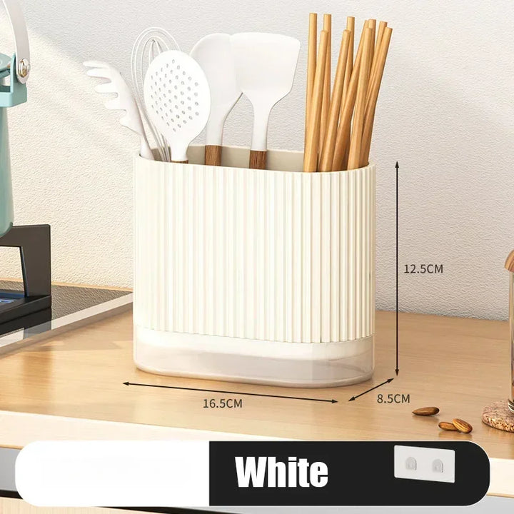 BowLift | Ordina Wall bracket Cutlery holder Kitchen | No drilling | Spoon & chopstick box with drainage | Space-saving organizer made of plastic